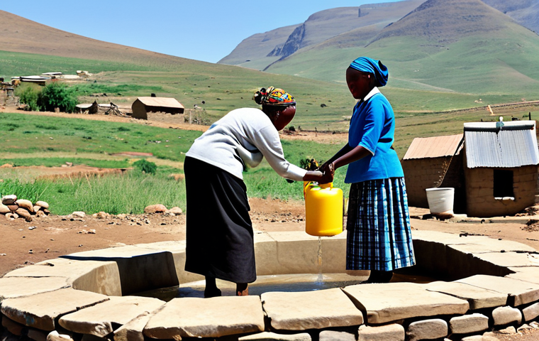 레소토에서 NGO 및 국제기구 활동 - Water Access in Lesotho**

A group of fully clothed African women in modest, traditional Basotho clo...