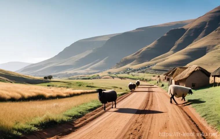 레소토의 교통 안전 이슈 - **Prompt: Lesotho Mountain Ascent**
    An adventurous, wide-angle shot of a capable 4x4 vehicle, su...