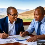 레소토에서의 법률 및 규제 - A professional real estate investor consulting with a local Lesotho lawyer in a traditional office s...